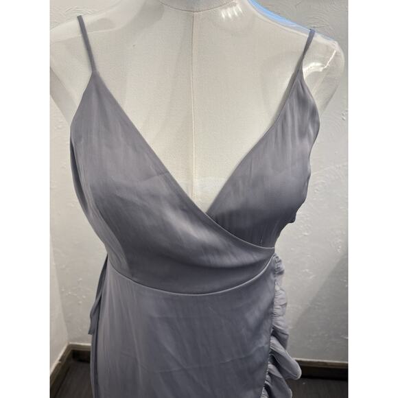 Free People All My Love Sunshine Mini Wrap Slip Dress Gray Size XS NWT - Picture 2 of 8